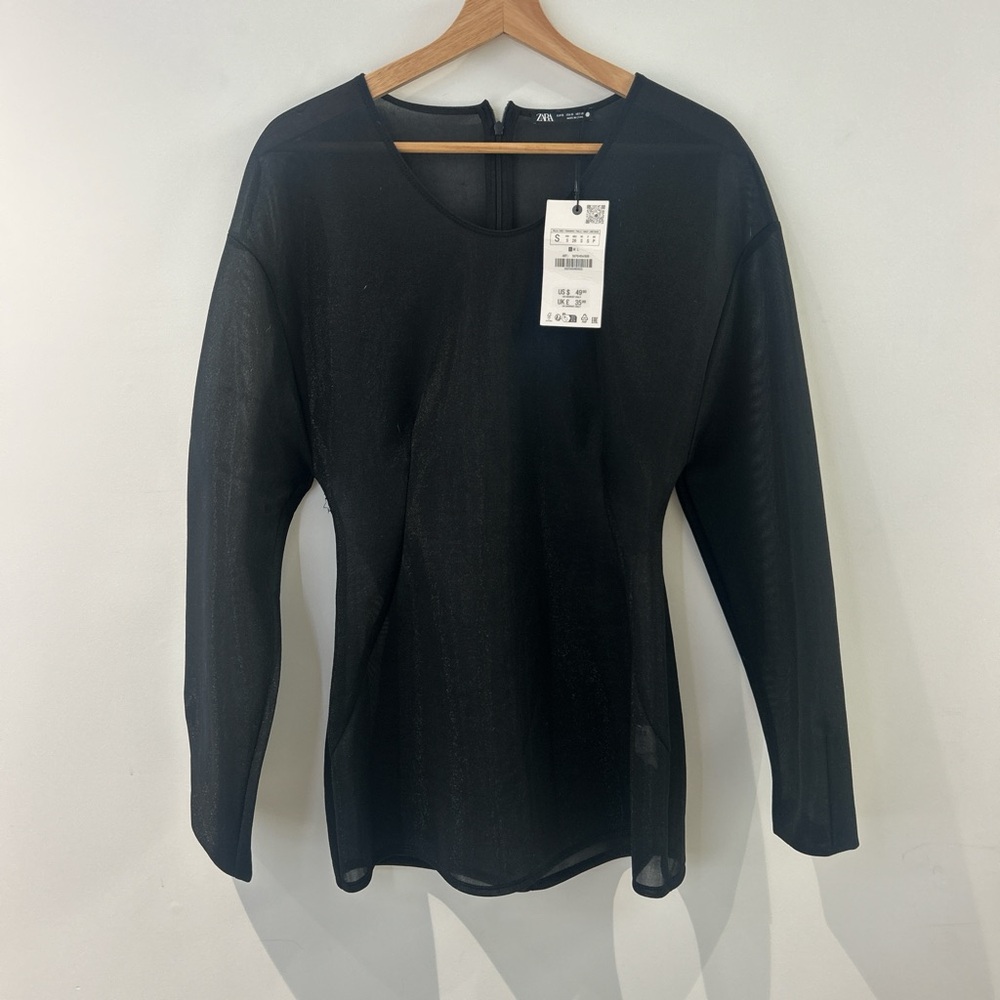 Zara Organza Barrell Sleeve Top